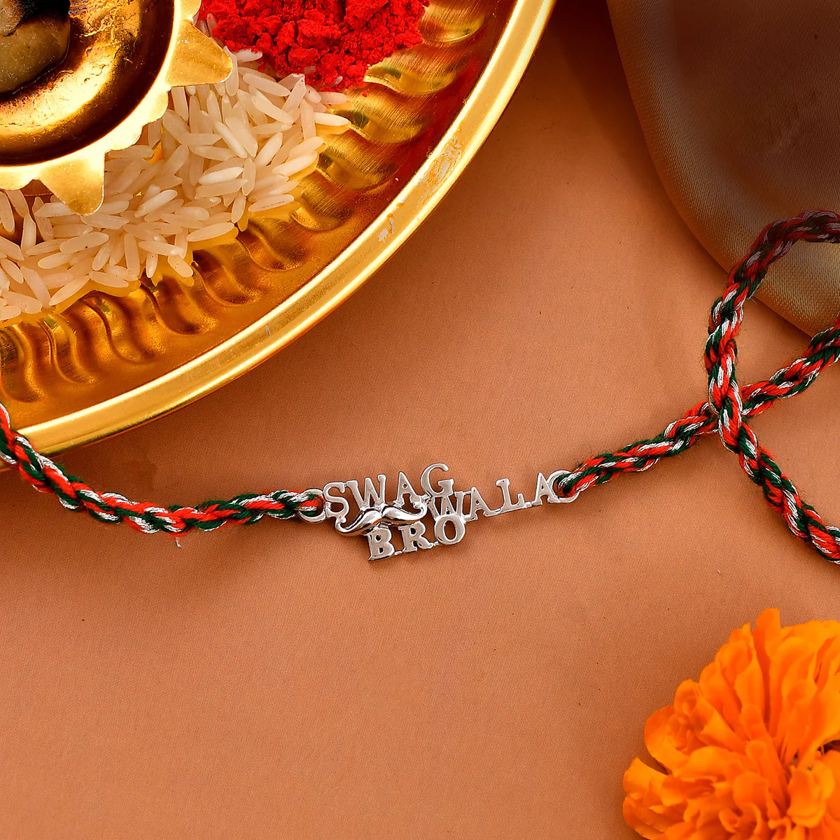 trueBrowns X Voylla 925 Sterling Silver Precious Swag Wala Bro Thread Rakhi | Swadesiicart