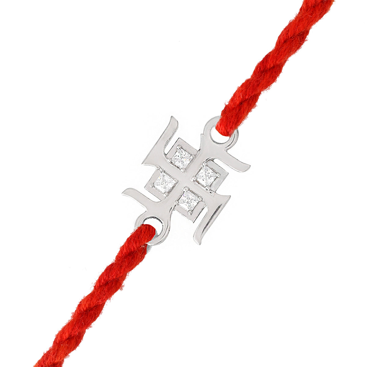 trueBrowns 925 Sterling Silver Precious Swastik Thread Rakhi | Swadesiicart