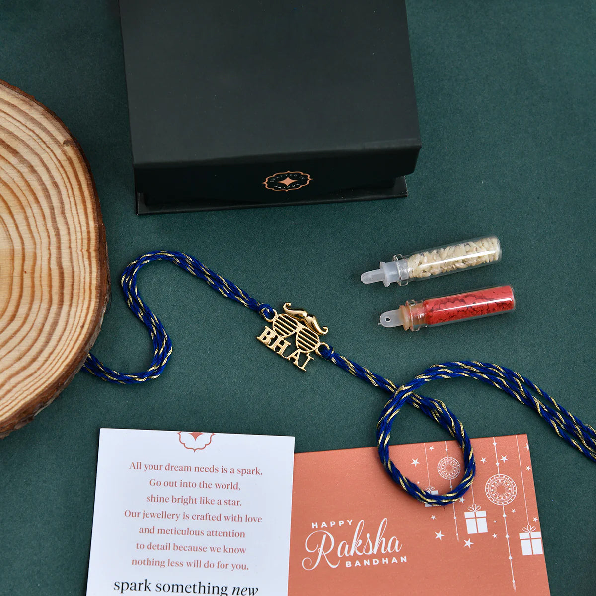 trueBrowns X Voylla 925 Sterling Silver Gold-Polished Gold Micron Plated Bhai Thread Rakhi | Swadesiicart