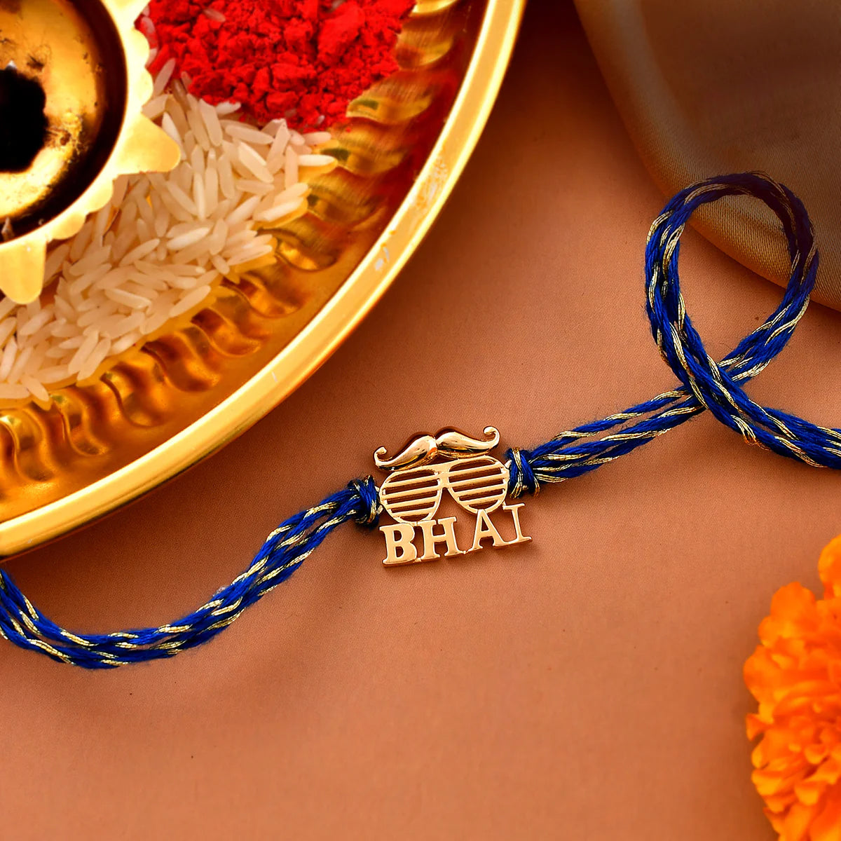 trueBrowns X Voylla 925 Sterling Silver Gold-Polished Gold Micron Plated Bhai Thread Rakhi | Swadesiicart