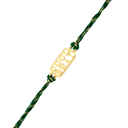 trueBrowns 925 Sterling Silver Gold-Polished Gold Micron Plated Cool Bhai Thread Rakhi | Swadesiicart