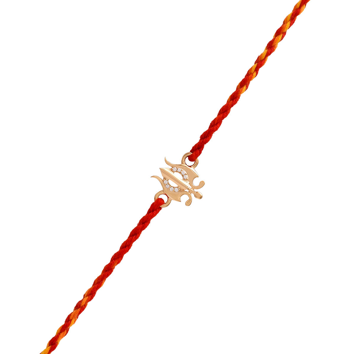 trueBrowns 925 Sterling Silver Gold-Polished Gold Micron Plated Trishul Thread Rakhi | Swadesiicart