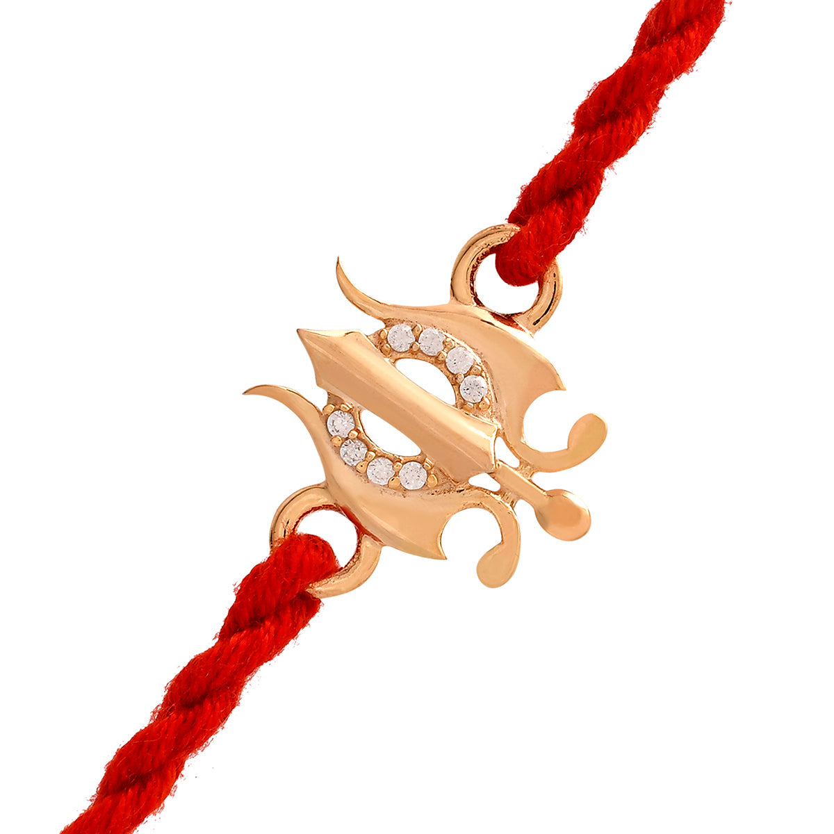 trueBrowns 925 Sterling Silver Gold-Polished Gold Micron Plated Trishul Thread Rakhi | Swadesiicart