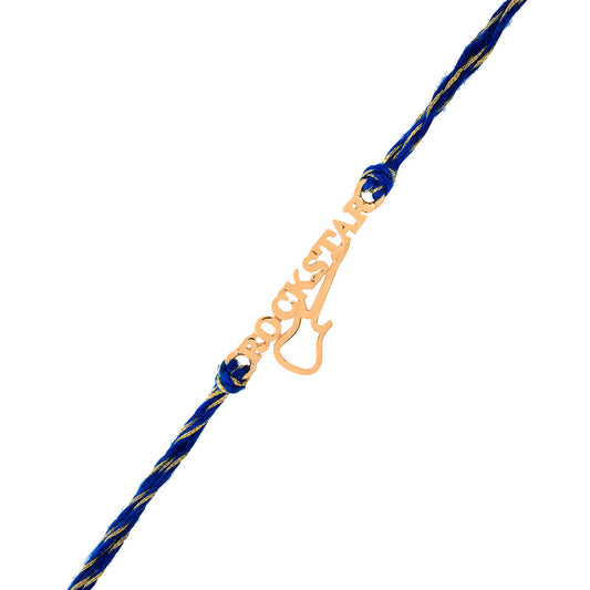 trueBrowns 925 Sterling Silver Rockstar Gold-Polished Gold Micron Plated Thread Rakhi | Swadesiicart