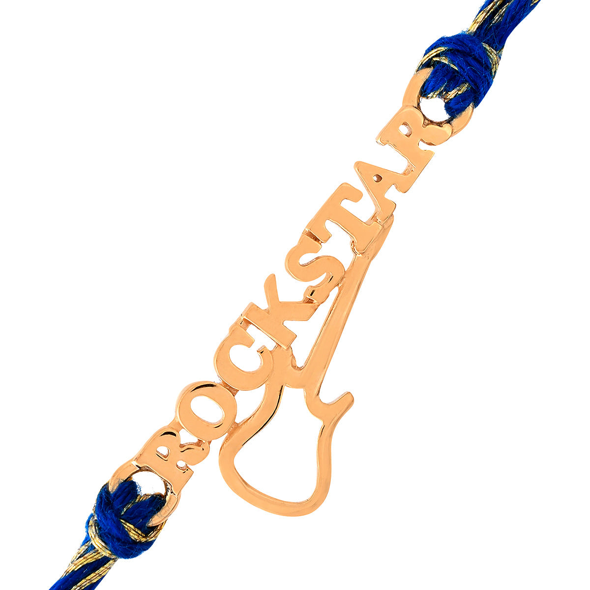 trueBrowns 925 Sterling Silver Rockstar Gold-Polished Gold Micron Plated Thread Rakhi | Swadesiicart