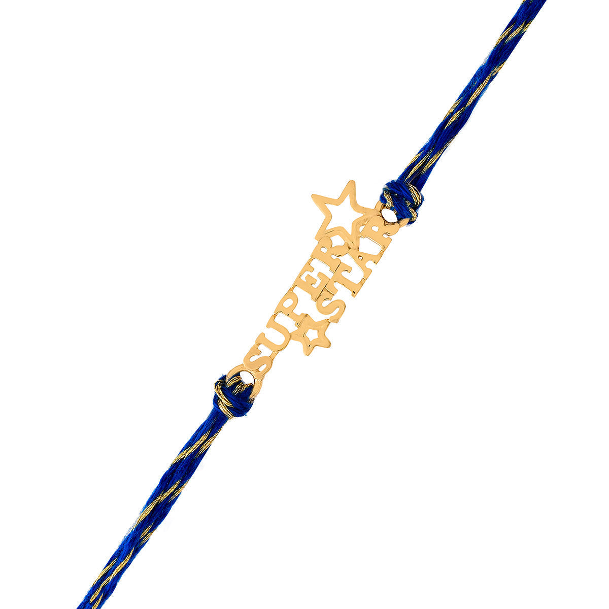 trueBrowns 925 Sterling Silver Gold-Polished Gold Micron Plated Superstar Thread Rakhi | Swadesiicart