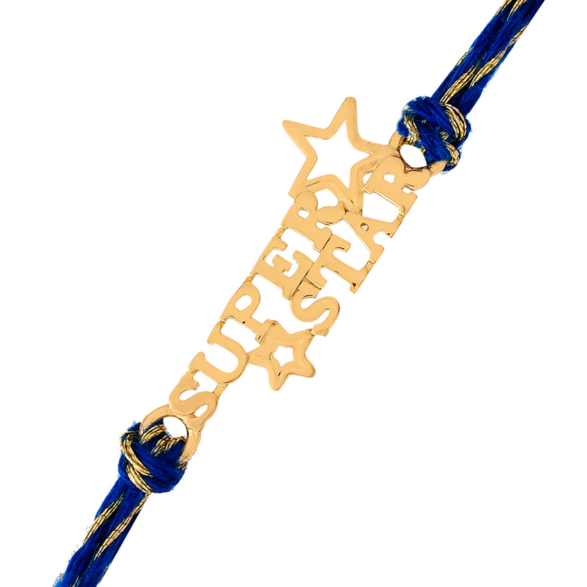 trueBrowns 925 Sterling Silver Gold-Polished Gold Micron Plated Superstar Thread Rakhi | Swadesiicart