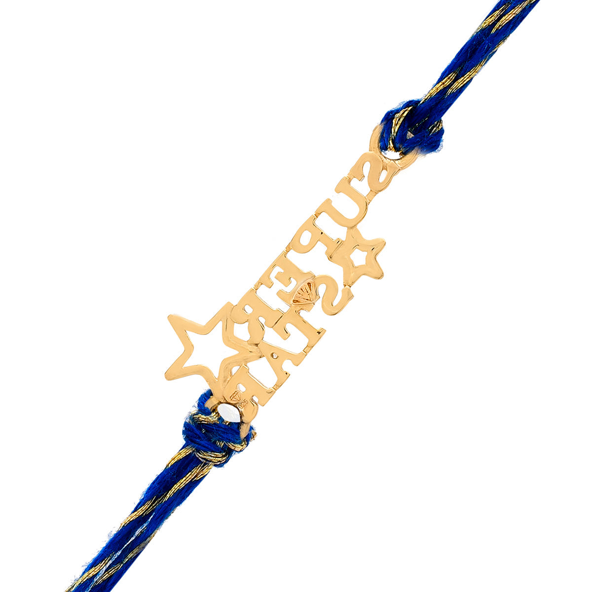 trueBrowns 925 Sterling Silver Gold-Polished Gold Micron Plated Superstar Thread Rakhi | Swadesiicart