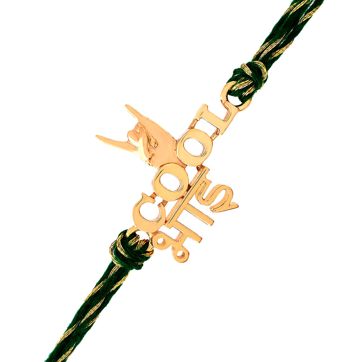 trueBrowns 925 Sterling Silver Classic 'Cool Bhai' Inscription Gold-Polished Gold Micron Plated Thread Rakhi | Swadesiicart
