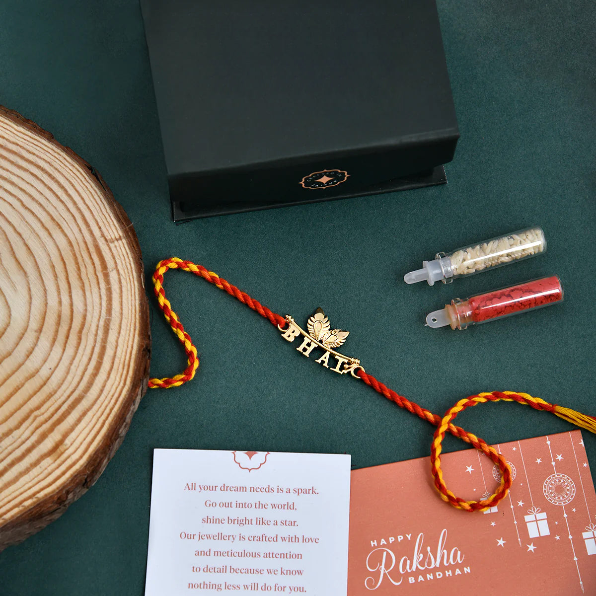 trueBrowns X Voylla 925 Sterling Silver Gold-Polished Gold Micron Plated Bhai Thread Rakhi | Swadesiicart