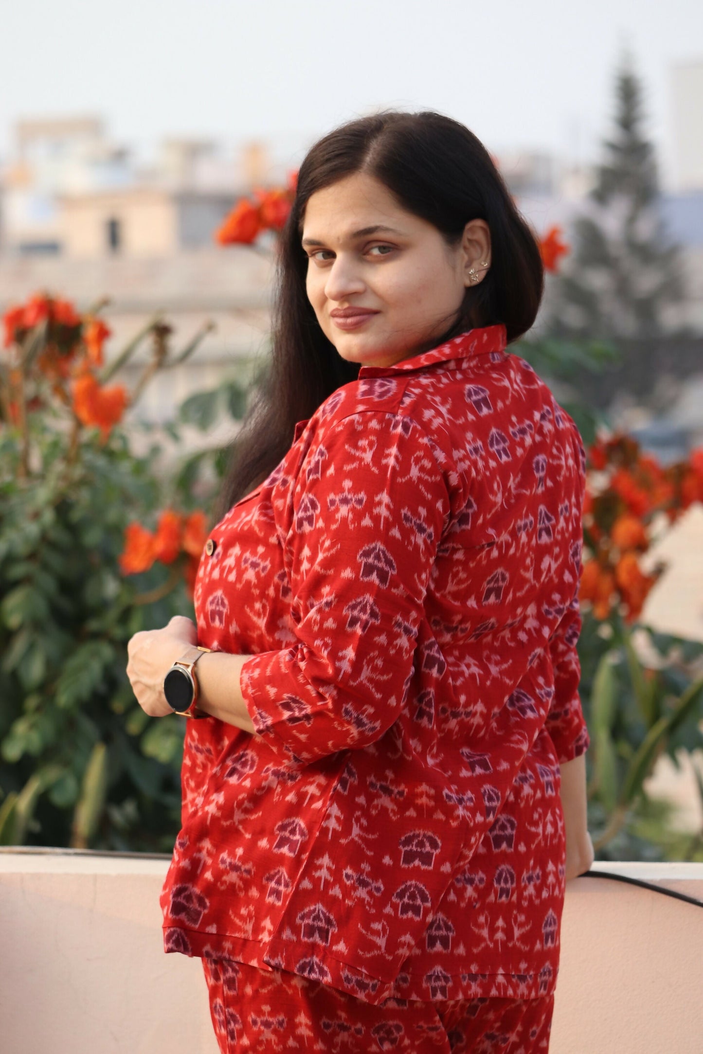 Earthyweaves AnandaRaga Sambalpuri Co-ord Set - Swadesiicart