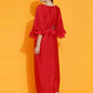 Women Republic Red Georgette Gown With Embellished Belt | Swadesiicart