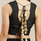 Ahalyaa Women's Black Georgette Gold Print Ready to Wear Saree | Swadesiicart