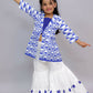 Lil Drama Shor-Gul Blue Kurta Sharara and Bustier Set For Girls | Swadesiicart