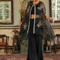 Janasya Black Georgette Solid Top Bottom Cape | Swadesiicart