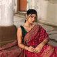 Joban Fashion Hot Pink Crepe Chiffon Banarasi Pure Handloom Banarasi Silk Saree | Swadesiicart