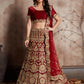 Jyoti Fashion Mesmerizing Red Sequins Embroidered Velvet Lehenga Choli with Dupatta | Swadesiicart