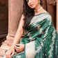 Joban Fashion Emerald Green Banarasi Katan Pure Handloom Banarasi Silk Saree | Swadesiicart