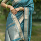 Vishnu Weaves Women's Rama Raw Silk Saree with Blouse - Swadesiicart