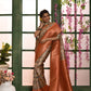 Vishnu Weaves Women's Orange Banarasi Silk Zari Woven Patola Saree with Blouse - Swadesiicart
