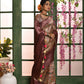 Vishnu Weaves Women's Wine Banarasi Silk Zari Woven Patola Saree with Blouse - Swadesiicart
