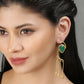 Joban Fashion Women Green Stone Matte Gold Earrings | Swadesiicart