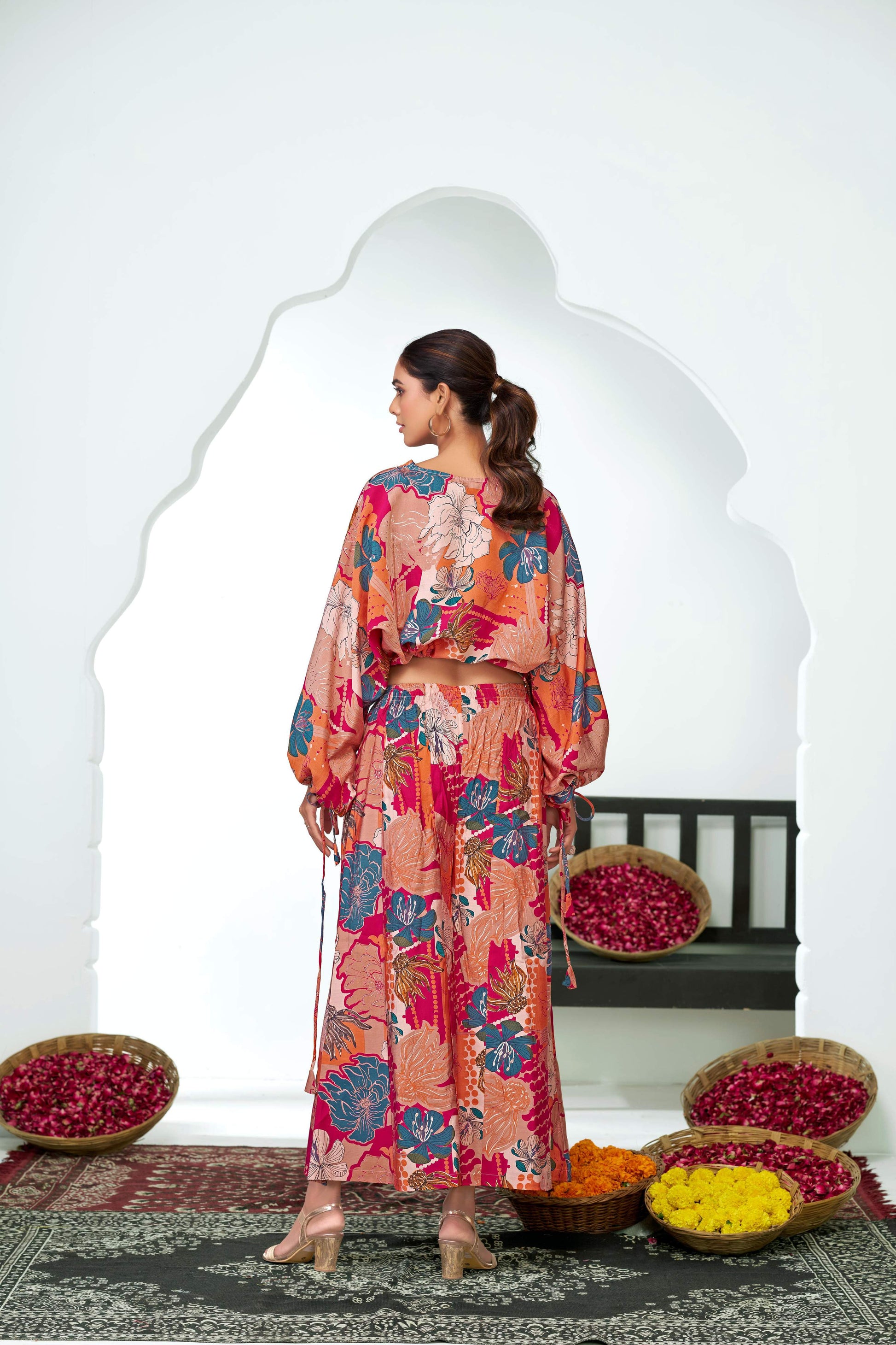 BulBul Anushree Chanderi Pink Co-Ord Set - Swadesiicart