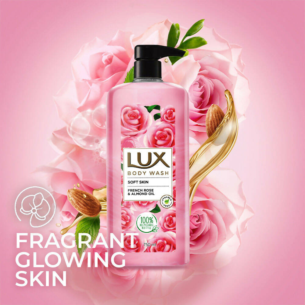 Lux Body Wash with French Rose Fragrance & Almond Oil - Swadesiicart