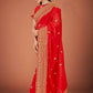 Vamsee Red Organza Saree - Swadesiicart