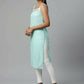 Ahalyaa Womens Summer Blue Color Pure Cotton Printed Kurtas | Swadesiicart