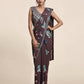 Brown Pure Georgette Sequence work Ready to wear Saree with stitched Blouse - Nirvana | Swadesiicart