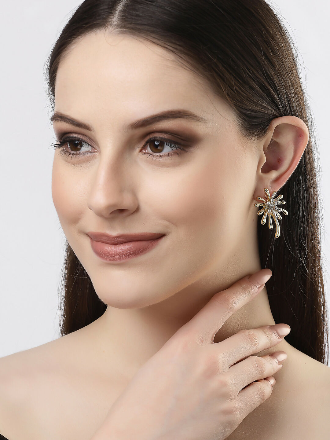 NVR Women Gold-Polished Drop Earrings | Swadesiicart