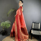 Joban Fashion Salmon Pink Banarasi Soft Silk Woven Saree | Swadesiicart