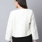 Even Apparels White 100% Viscose Open Front Statement Women's Jacket | Swadesiicart