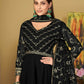 Jyoti Fashion Women's Black Georgette Embroidered Anarkali Kurta Pant Set With Dupatta | Swadesiicart