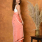 Very Much Indian Pure Mul Cotton Handloom Saree - Peach | Swadesiicart