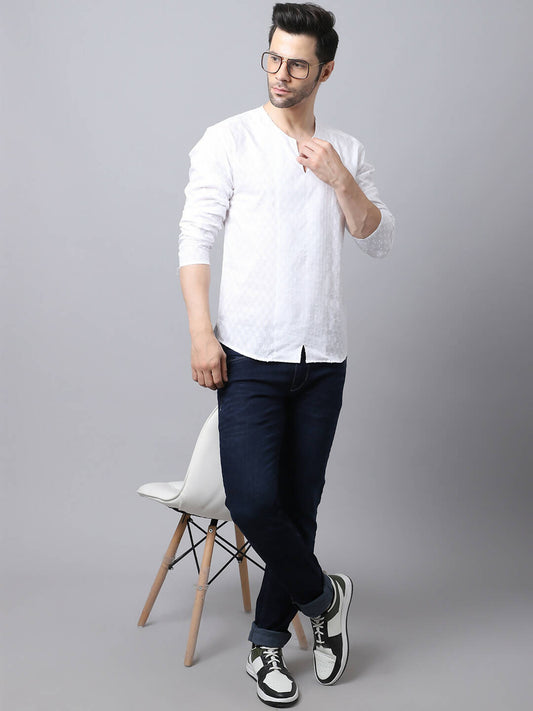 Even Apparels White Pure Cotton Embroided Men's Kurta (STR078) | Swadesiicart