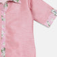 Ahalyaa Pink Poly Silk Solid Kids Kurta with Printed Pant Set For Girls | Swadesiicart