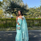 Vamsee Sky Blue Organza Saree - Swadesiicart