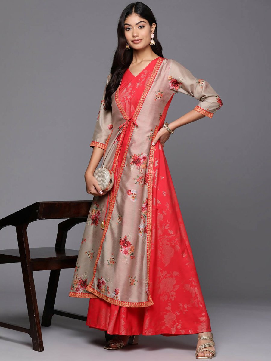 Ahalyaa Women's Traditional wear Ethnic Dress - Red | Swadesiicart