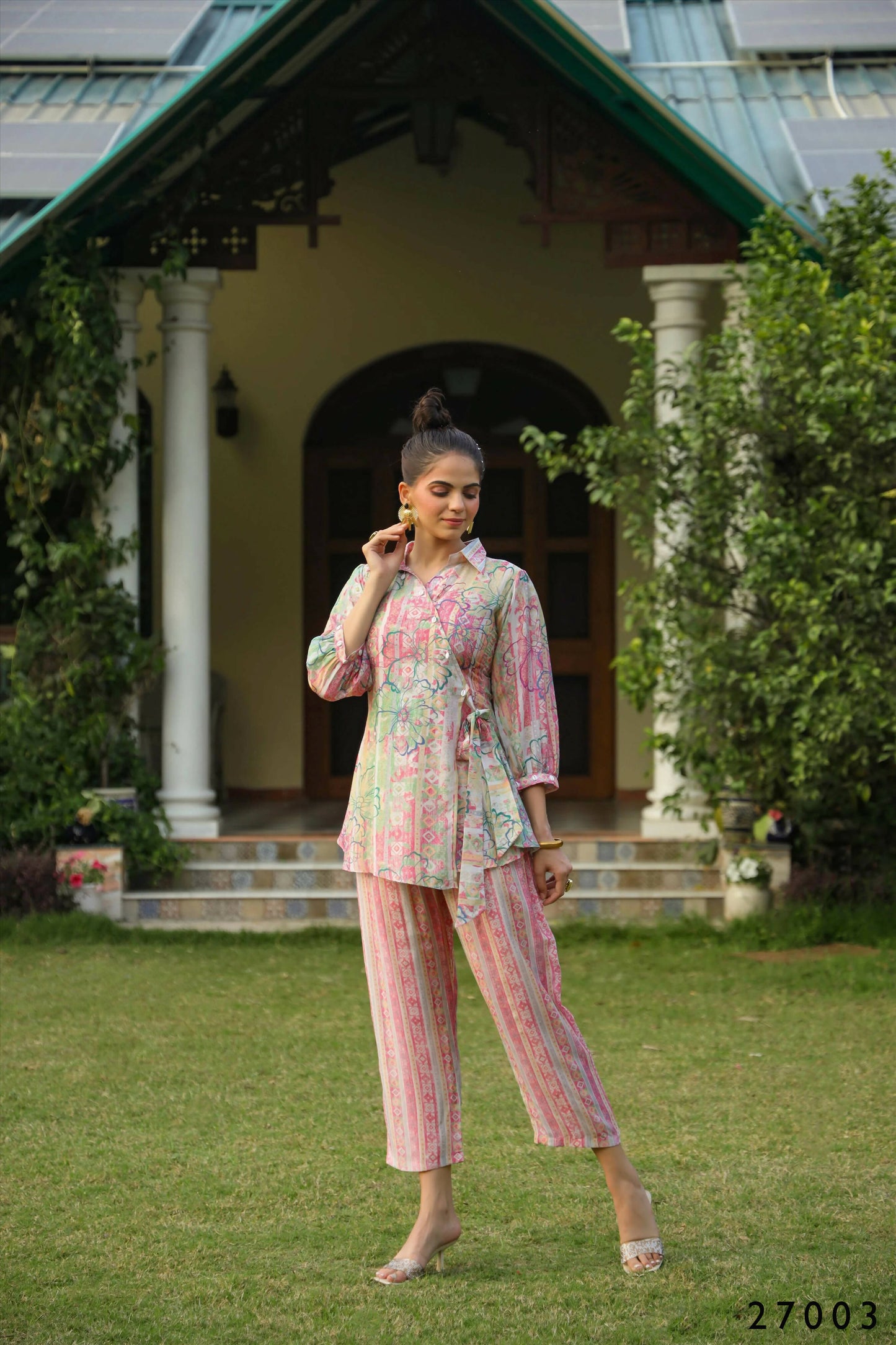 Women's Casual Fashionable Multi Mull Cotton co-ord set - Anya - Swadesiicart