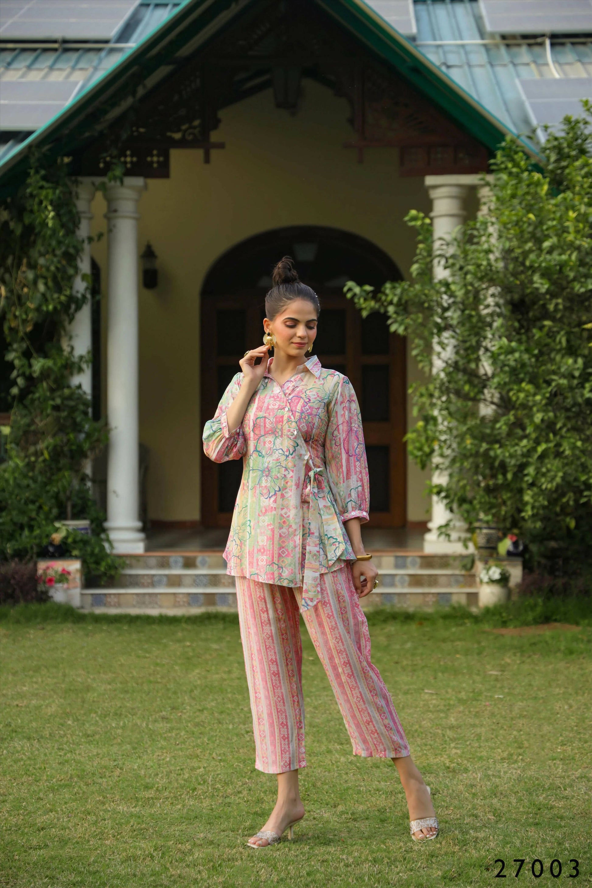 Women's Casual Fashionable Multi Mull Cotton co-ord set - Anya - Swadesiicart