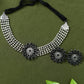 Mominos Fashion Johar Kamal Oxidised Silver-Plated Brass Finish Kundan Choker For Women (Black) | Swadesiicart