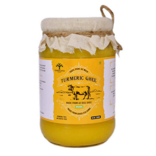 Vanalaya Organic Turmeric Infused Desi Cow Ghee | 100% Gir Cow Ghee | Traditional Ghee | 100% Pure & Natural | Swadesiicart