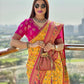 Vishnu Weaves Women's Yellow Patola Silk Meenakari Zari Woven Saree with Blouse - Swadesiicart