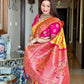 Vishnu Weaves Women's Yellow Patola Silk Meenakari Zari Woven Saree with Blouse - Swadesiicart
