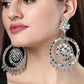 NVR Women's Silver-Toned Mirror Work Oxidised Contemporary Drop Earrings | Swadesiicart
