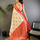 Joban Fashion Banarasi White Woven Soft Silk Saree | Swadesiicart
