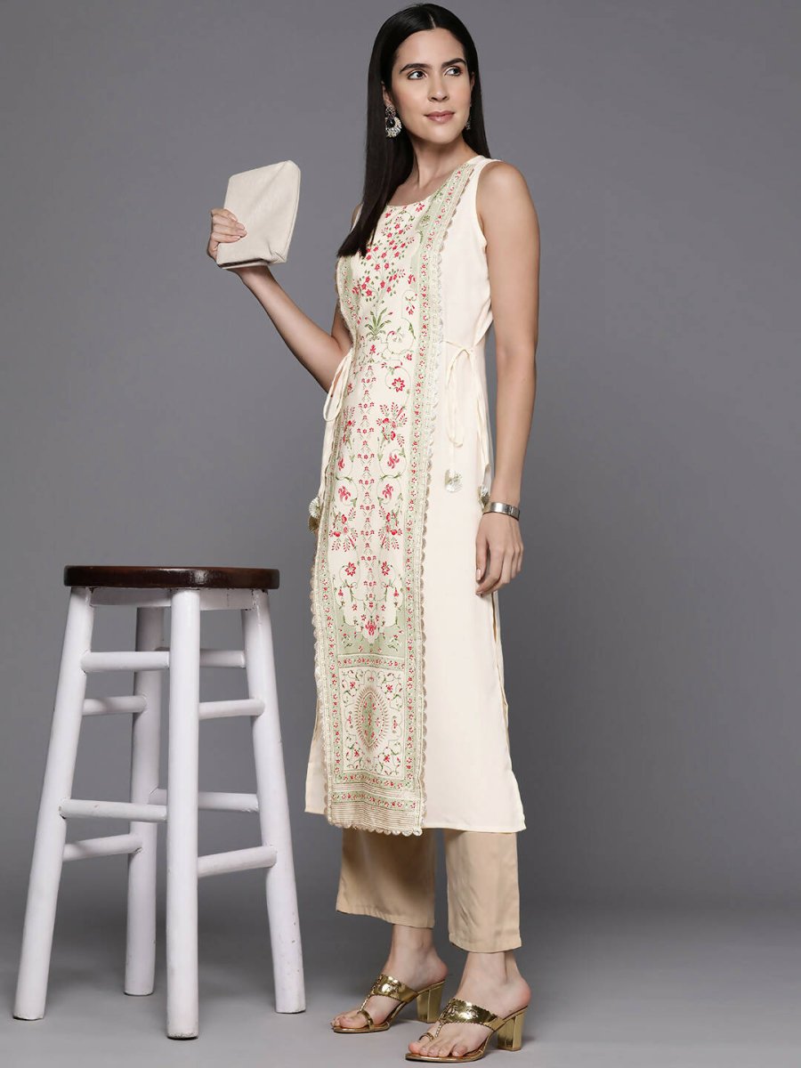 Ahalyaa Women's Traditional wear Kurta - Off-White | Swadesiicart