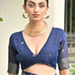 Vishnu Weaves Women's Blue Linen Silk Zari Weaving Saree with Blouse - Swadesiicart